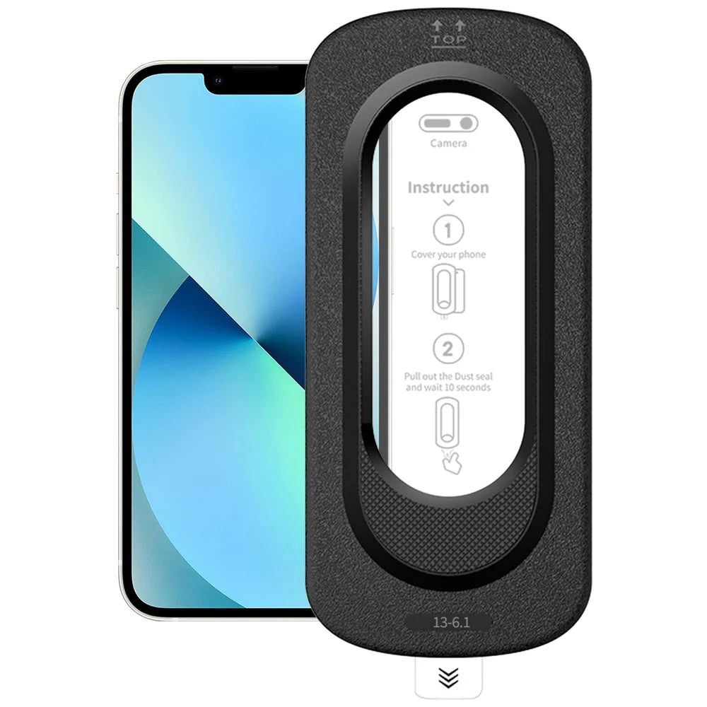 For iPhone 13 Full Screen Protector Anti Fingerprint High Aluminium-silicon Glass Film with Dust Removal Installation Tool - Transparent - 1