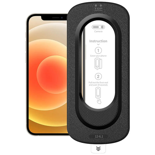 For iPhone 12 Full Screen Protector Anti Fingerprint High Aluminium-silicon Glass Film with Dust Removal Installation Tool - Transparent - 1