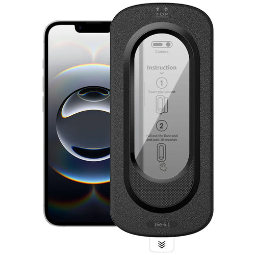 For iPhone 17e / 16e Anti-Spy Full Screen Protector High Aluminium-silicon Glass Film with Dust Removal Installation Tool - Black - 1