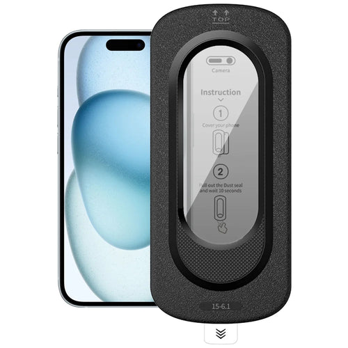 For iPhone 15 Anti-Spy Full Screen Protector High Aluminium-silicon Glass Film with Dust Removal Installation Tool - Black - 1