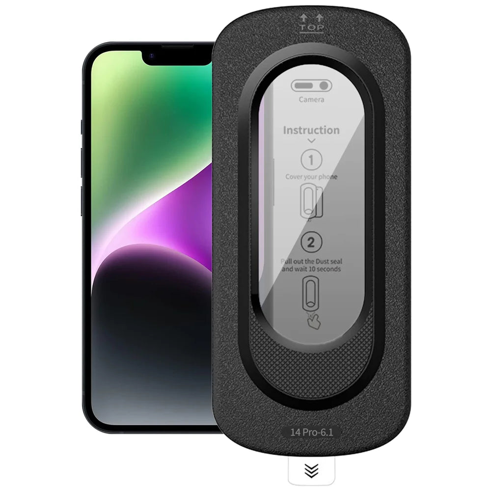 For iPhone 14 Pro Anti-Spy Full Screen Protector High Aluminium-silicon Glass Film with Dust Removal Installation Tool - Black - 1
