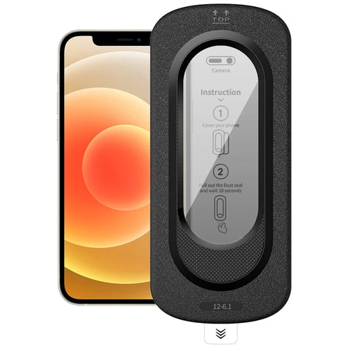For iPhone 12 Anti-Spy Full Screen Protector High Aluminium-silicon Glass Film with Dust Removal Installation Tool - Black - 1