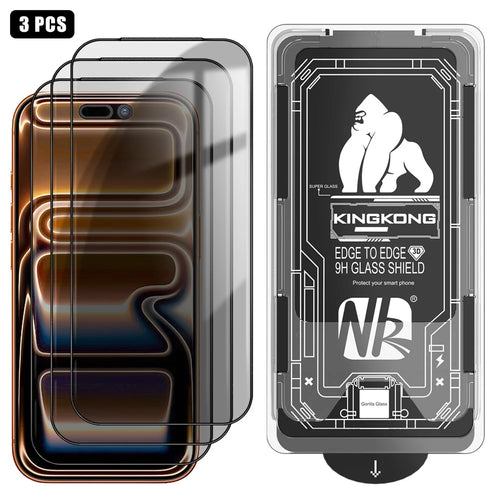 3Pcs For iPhone 17 Pro Max Anti-Spy Full Screen Protector 3D Arc Edge High Aluminium-silicon Glass Film with Dust-Free Installation Tool - Black - 1