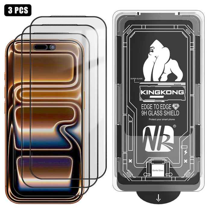 3Pcs For iPhone 18 Pro Max / 17 Pro Max Full Screen Protector HD Clear 3D Arc Edge High Aluminium-silicon Glass Film with Dust-Free Installation Tool - Transparent - 1