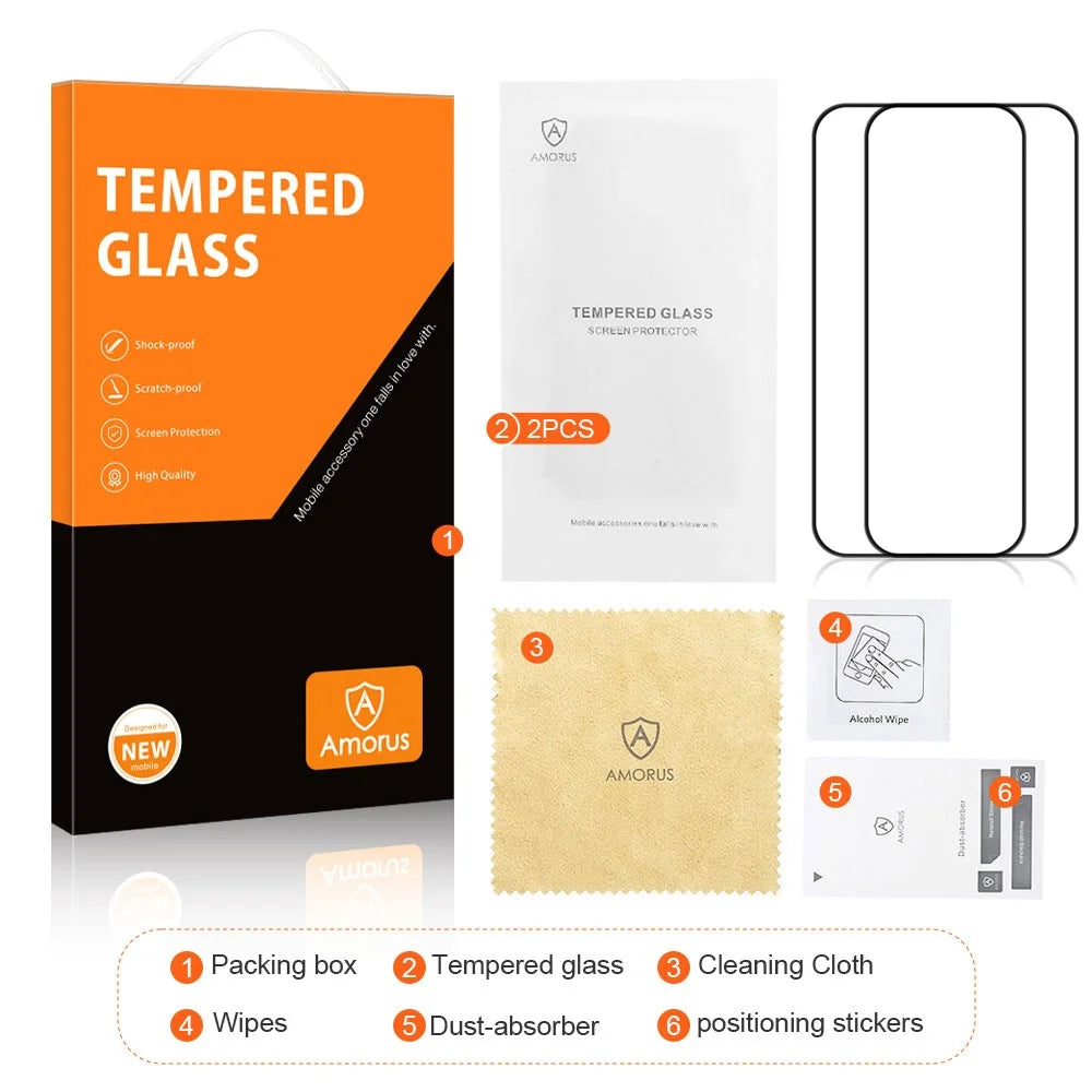 AMORUS 2Pcs For Honor 600 Lite 5G Full Screen Protector Anti-Shatter Full Glue Tempered Glass Film - Black - 7