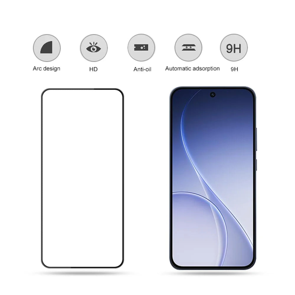 MOCOLO Tempered Glass Film For Oppo Reno15 F 5G  /  Reno14 F 5G  /  Reno13 5G (Global) Full Screen Protector Anti-Shatter Silk Printing Full Glue - Black - 2