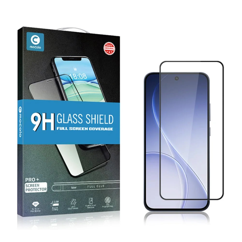 MOCOLO Tempered Glass Film For Oppo Reno15 F 5G  /  Reno14 F 5G  /  Reno13 5G (Global) Full Screen Protector Anti-Shatter Silk Printing Full Glue - Black - 7