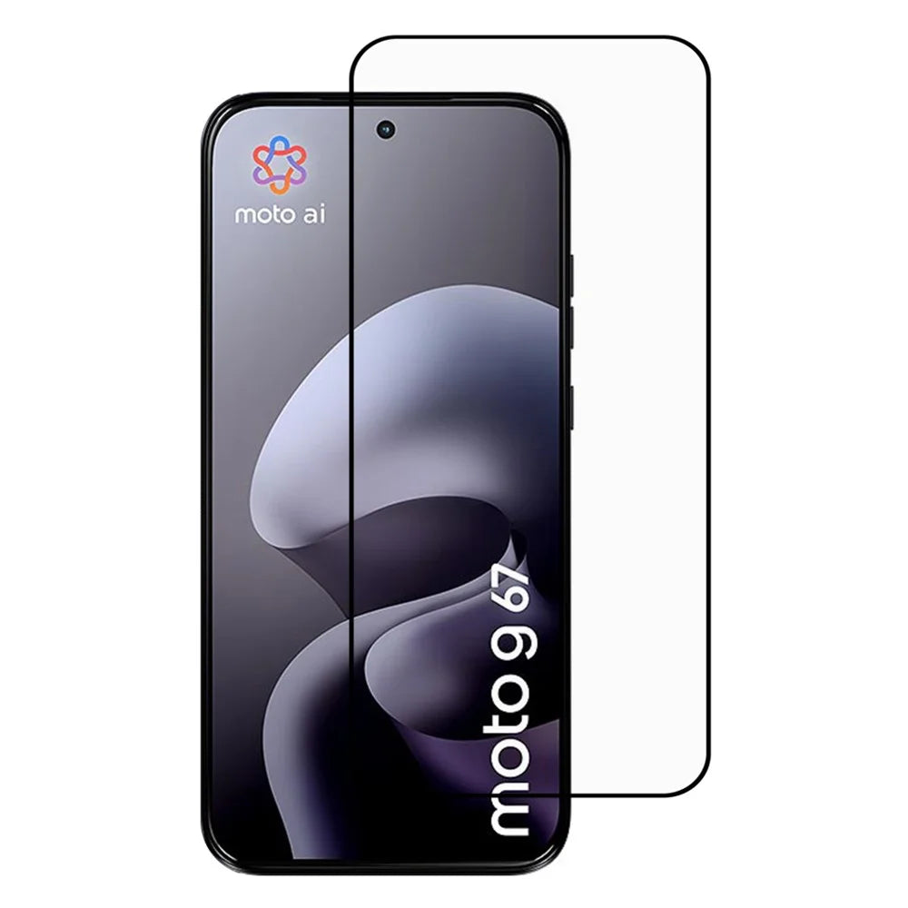 Screen Protector For Motorola Moto G87 5G / G77 5G / G67 5G Silk Printing Full Glue Full Coverage Tempered Glass Screen Film - Black - 1