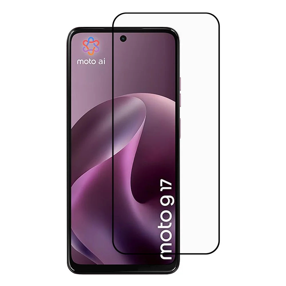 For Motorola Moto G17 Power 4G / G17 4G / G15 4G / G15 Power 4G Screen Protector Silk Printing Full Glue Full Coverage Tempered Glass Screen Film - Black - 1