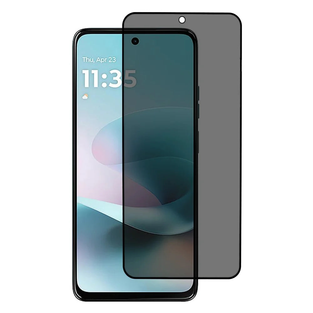 For Motorola Moto G67 Power 5G Anti-Peep Tempered Glass Full Covering Silk Printing Side Glue Screen Protector - Black - 1