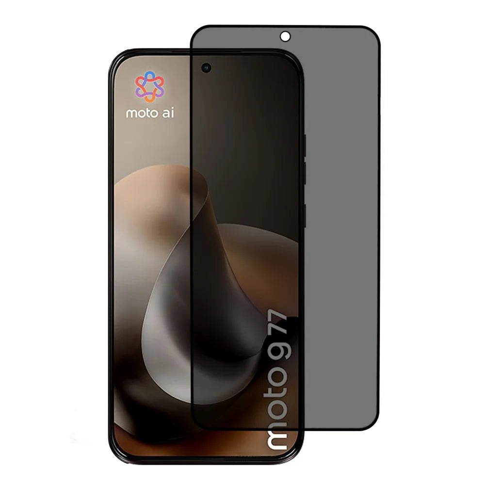 Anti-Peep Tempered Glass Film For Motorola Moto G87 5G / G77 5G / G67 5G Full Covering Silk Printing Side Glue Screen Protector - Black - 1