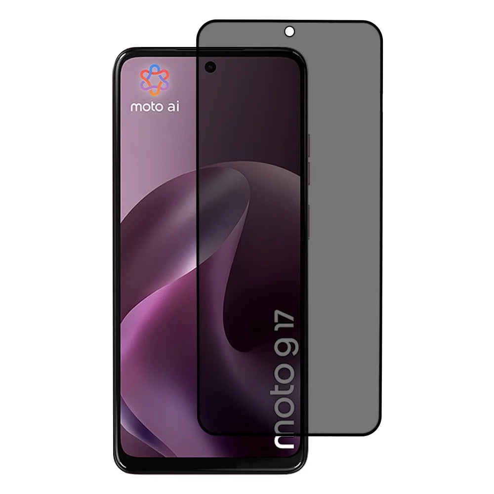 For Motorola Moto G17 Power 4G / G17 4G / G15 4G / G15 Power 4G Anti-Peep Tempered Glass Full Covering Silk Printing Side Glue Screen Protector - Black - 1