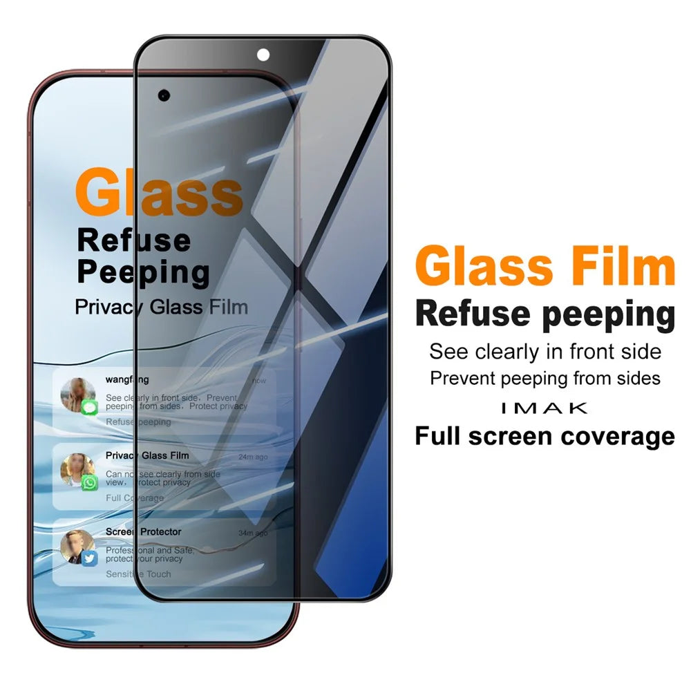 IMAK For vivo V70 5G / V70 Elite 5G Privacy Screen Protector Anti Peep Full Cover Tempered Glass Film (Fingerprint Unlock) - Black - 2