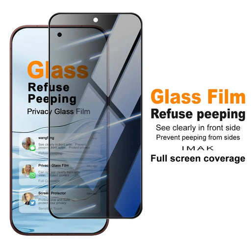 IMAK For vivo V70 5G / V70 Elite 5G Privacy Screen Protector Anti Peep Full Cover Tempered Glass Film (Fingerprint Unlock) - Black - 2