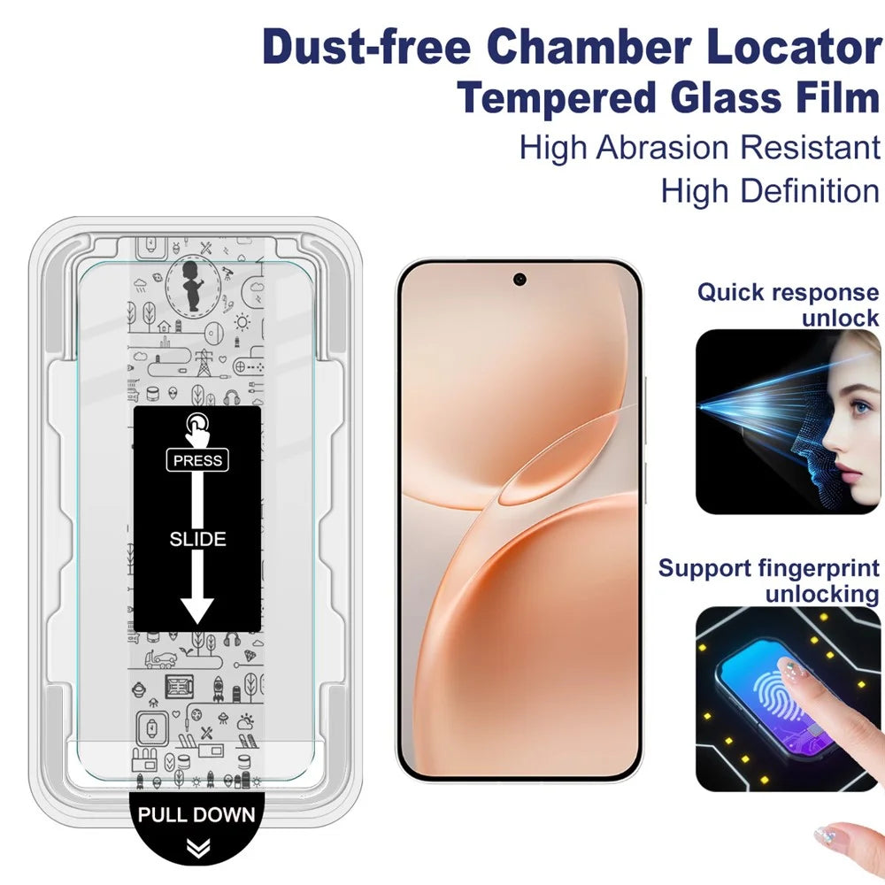 IMAK For vivo V70 5G / V70 Elite 5G Tempered Glass Screen Protector with Dust-free Installation Tool (Fingerprint Unlock) (Not Complete Coverage) - Transparent - 3