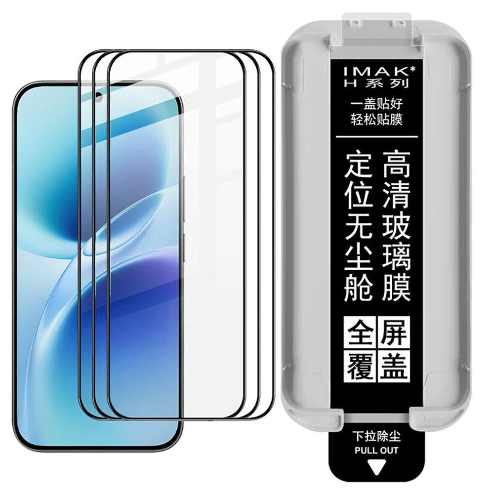 IMAK 3Pcs For vivo V70 5G / V70 Elite 5G Tempered Glass Full Screen Protector Full Glue Film with Dust-free Installation Tool - Black - 1