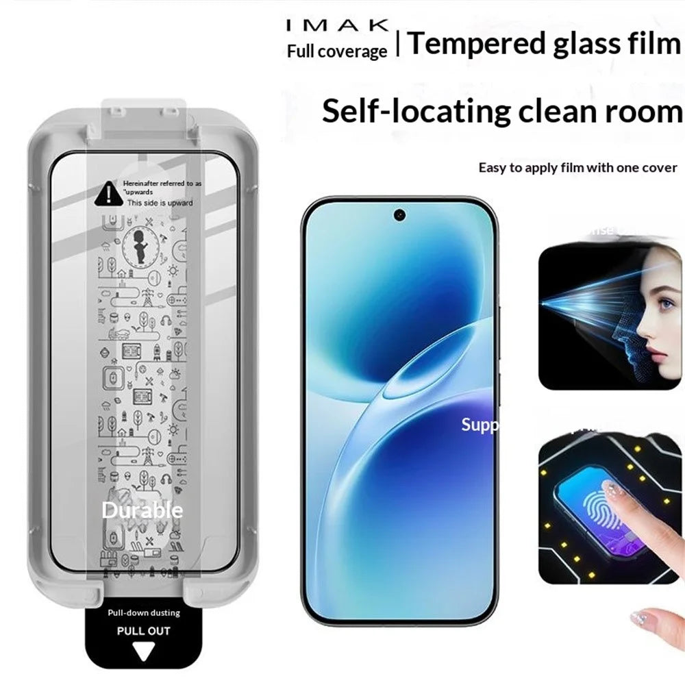 IMAK 3Pcs For vivo V70 5G / V70 Elite 5G Tempered Glass Full Screen Protector Full Glue Film with Dust-free Installation Tool - Black - 3