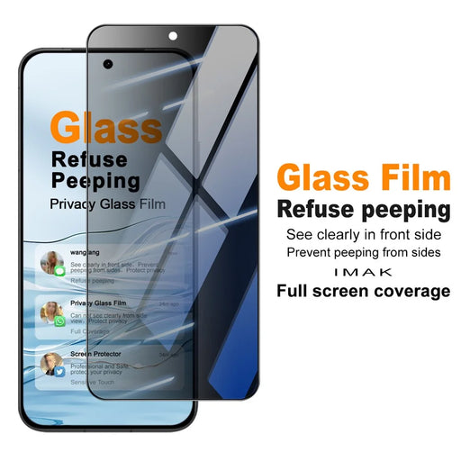IMAK For vivo iQOO 15 Ultra 5G Privacy Screen Protector Anti Peep Full Cover Tempered Glass Film (Fingerprint Unlock) - Black - 2