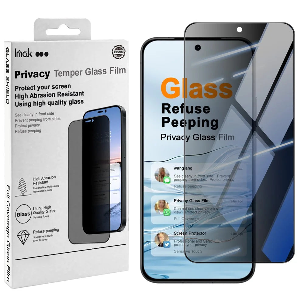 IMAK For vivo iQOO 15 Ultra 5G Privacy Screen Protector Anti Peep Full Cover Tempered Glass Film (Fingerprint Unlock) - Black - 6