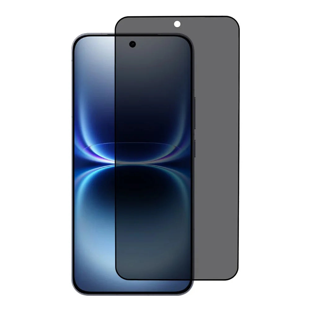 For vivo iQOO 15 Ultra 5G Anti Spy Privacy Screen Protector 2.5D Arc Edge Full Glue Full Cover High Aluminium-silicon Glass Film (Fingerprint Unlock) - Black - 1
