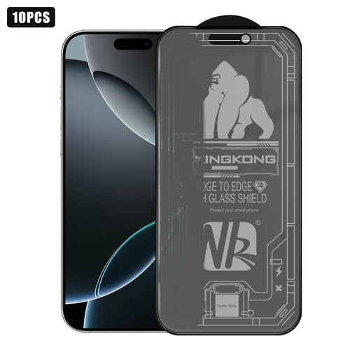 For iPhone 16 Pro 10Pcs Anti-Spy Matte Full Screen Protector 3D Large Arc Edge High Aluminium-silicon Glass Film - Black - 1