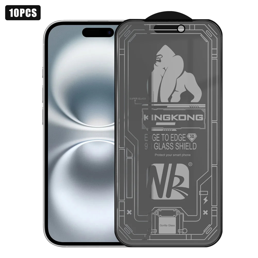 For iPhone 16 10Pcs Anti-Spy Matte Full Screen Protector 3D Large Arc Edge High Aluminium-silicon Glass Film - Black - 1
