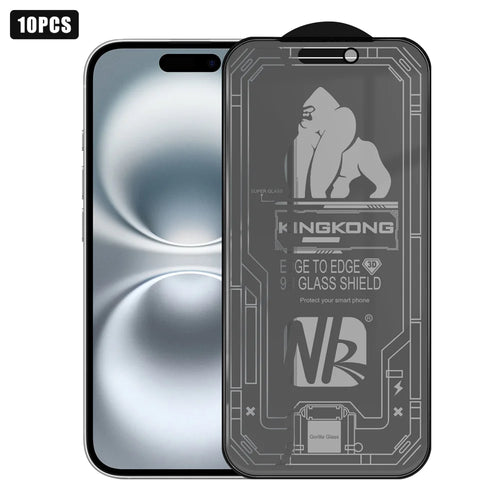 For iPhone 16 10Pcs Anti-Spy Matte Full Screen Protector 3D Large Arc Edge High Aluminium-silicon Glass Film - Black - 1