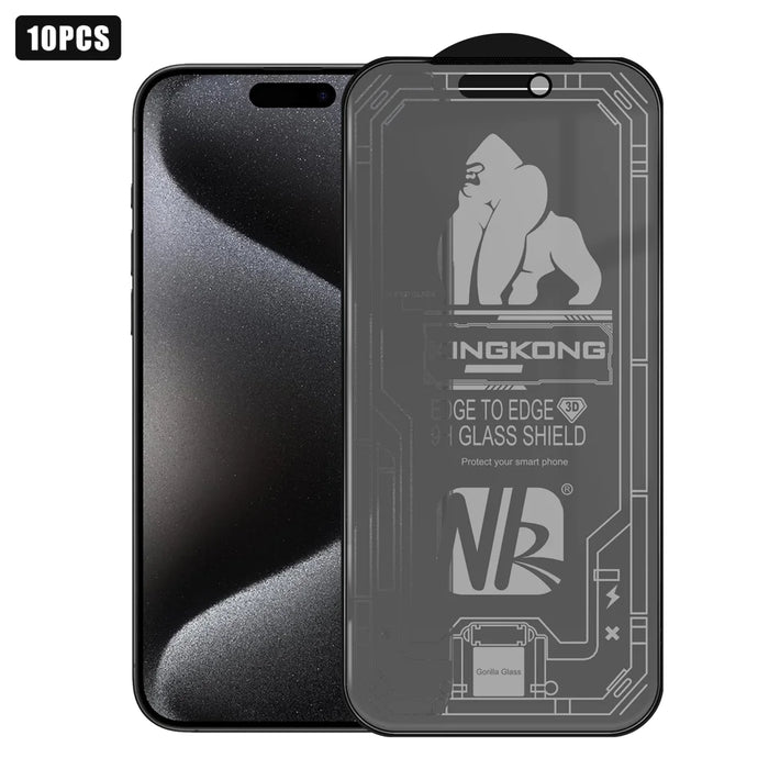 For iPhone 15 Pro Max 10Pcs Anti-Spy Matte Full Screen Protector 3D Large Arc Edge High Aluminium-silicon Glass Film - Black - 1