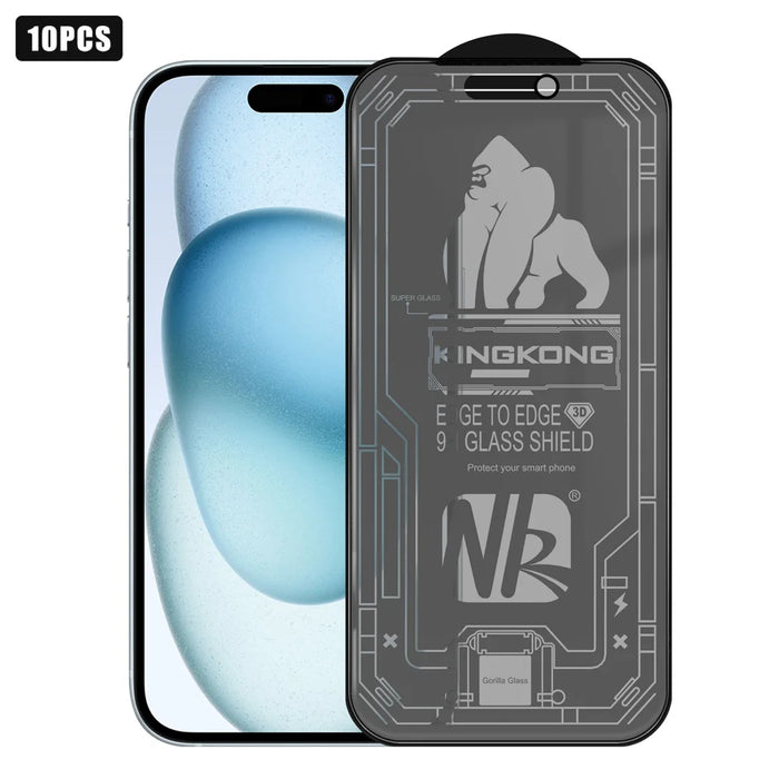 For iPhone 15 10Pcs Anti-Spy Matte Full Screen Protector 3D Large Arc Edge High Aluminium-silicon Glass Film - Black - 1
