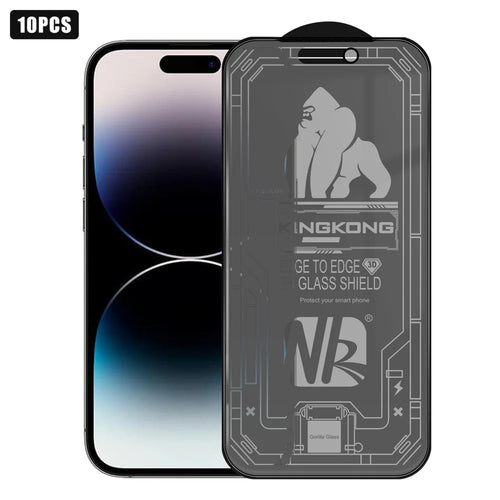 For iPhone 14 Pro Max 10Pcs Anti-Spy Matte Full Screen Protector 3D Large Arc Edge High Aluminium-silicon Glass Film - Black - 1