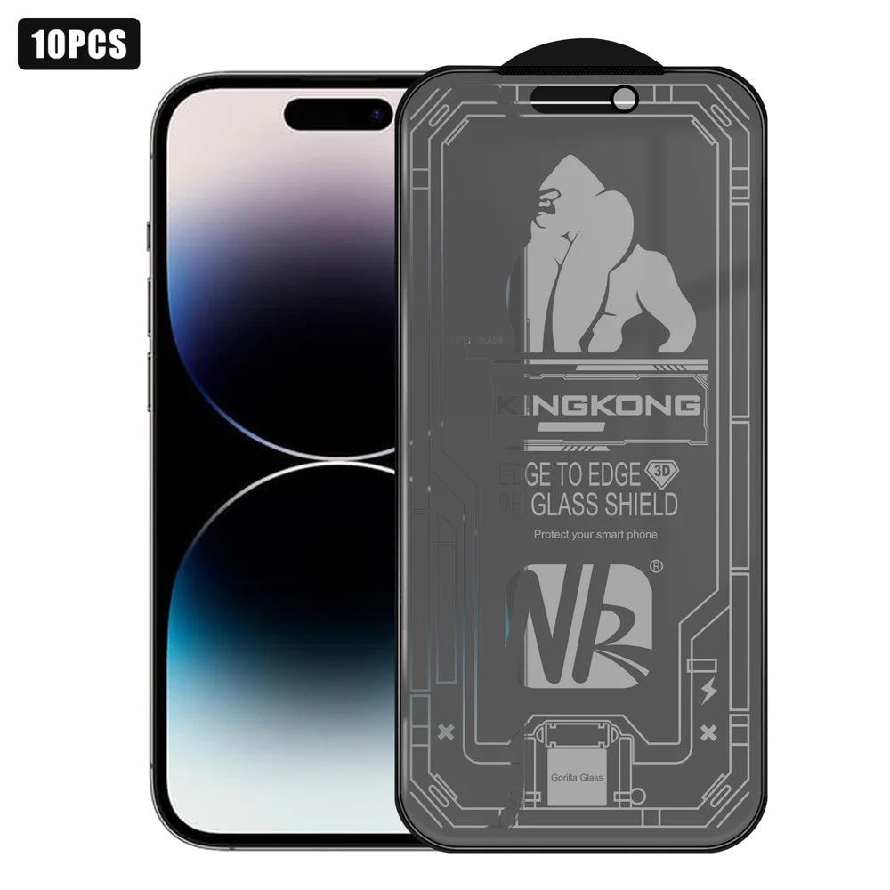 For iPhone 14 Pro 10Pcs Anti-Spy Matte Full Screen Protector 3D Large Arc Edge High Aluminium-silicon Glass Film - Black - 1