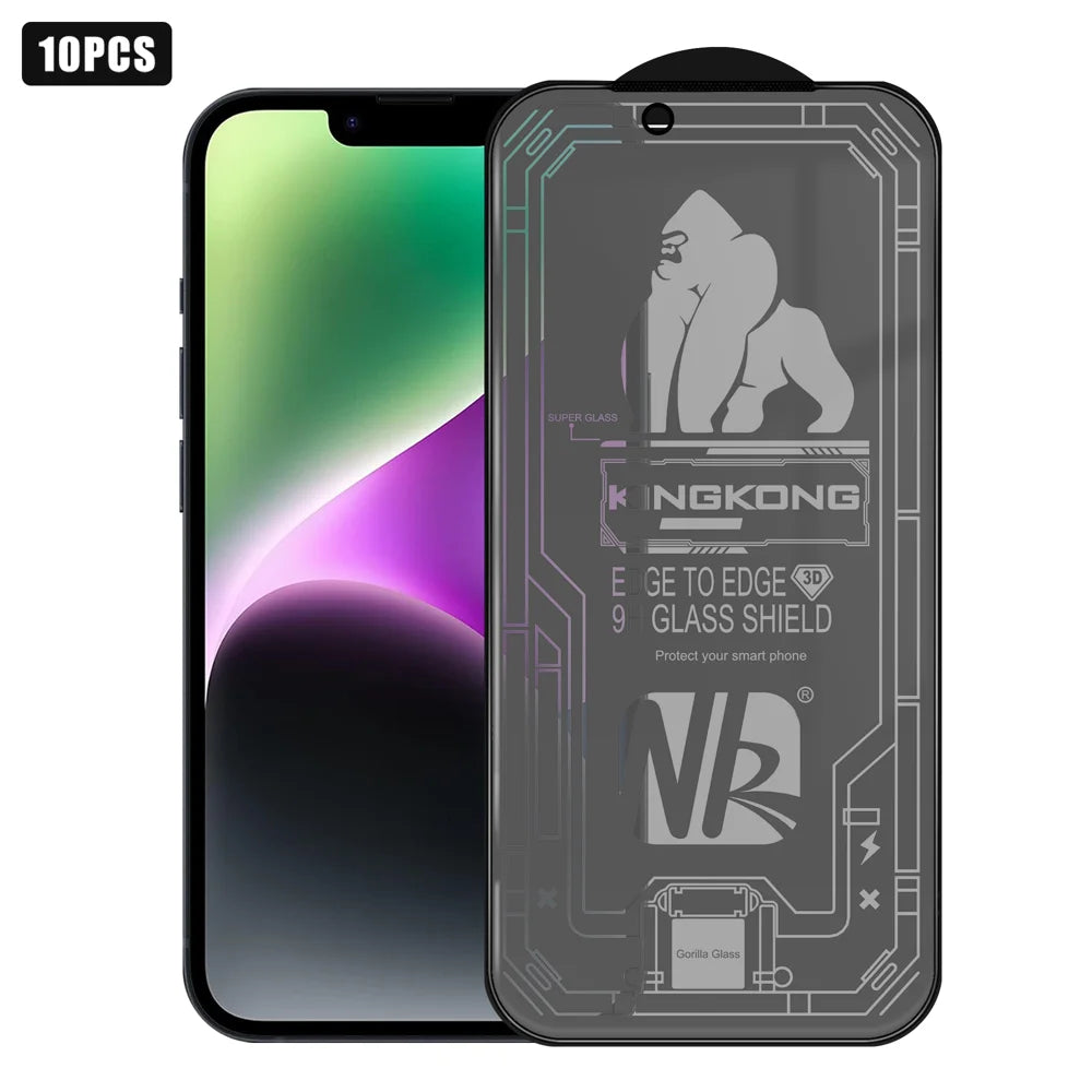 For iPhone 14 10Pcs Anti-Spy Matte Full Screen Protector 3D Large Arc Edge High Aluminium-silicon Glass Film - Black - 1