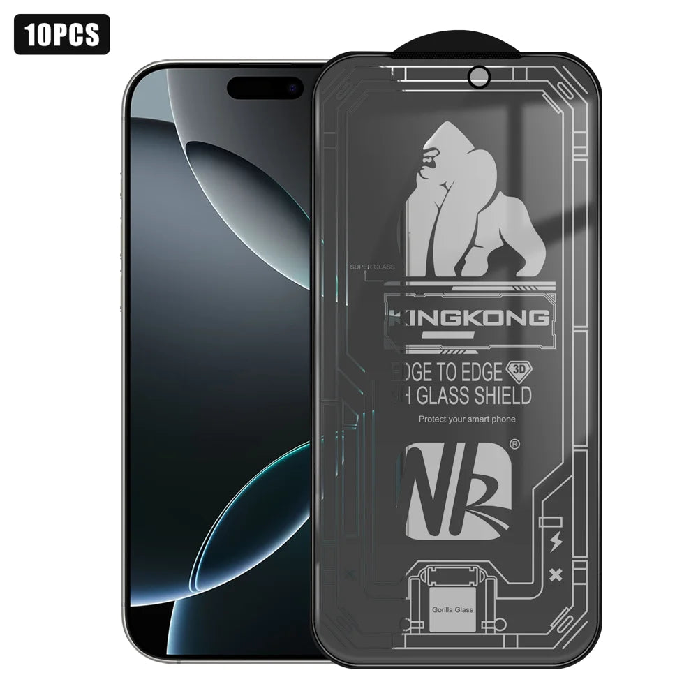 For iPhone 16 Pro Max 10Pcs 28 Degree Anti-Spy Full Screen Protector 3D Large Arc Edge High Aluminium-silicon Glass Film - Black - 1