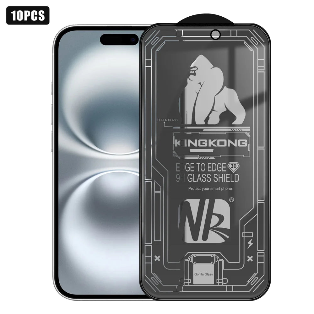 For iPhone 16 10Pcs 28 Degree Anti-Spy Full Screen Protector 3D Large Arc Edge High Aluminium-silicon Glass Film - Black - 1