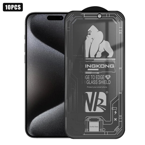 For iPhone 15 Pro Max 10Pcs 28 Degree Anti-Spy Full Screen Protector 3D Large Arc Edge High Aluminium-silicon Glass Film - Black - 1