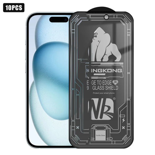 For iPhone 15 10Pcs 28 Degree Anti-Spy Full Screen Protector 3D Large Arc Edge High Aluminium-silicon Glass Film - Black - 1