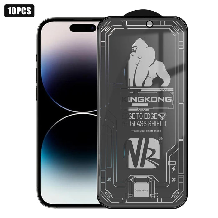 For iPhone 14 Pro 10Pcs 28 Degree Anti-Spy Full Screen Protector 3D Large Arc Edge High Aluminium-silicon Glass Film - Black - 1