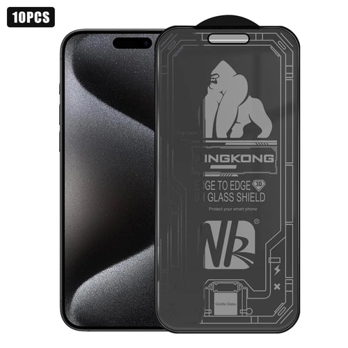 For iPhone 15 Pro 10Pcs 360 Degree Anti-Spy Full Screen Protector 3D Large Arc Edge High Aluminium-silicon Glass Film - Black - 1