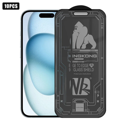 For iPhone 15 10Pcs 360 Degree Anti-Spy Full Screen Protector 3D Large Arc Edge High Aluminium-silicon Glass Film - Black - 1