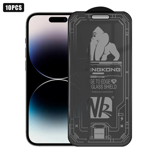 For iPhone 14 Pro Max 10Pcs 360 Degree Anti-Spy Full Screen Protector 3D Large Arc Edge High Aluminium-silicon Glass Film - Black - 1
