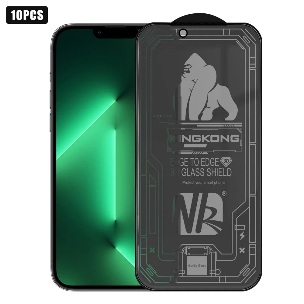 For iPhone 13 Pro 10Pcs 360 Degree Anti-Spy Full Screen Protector 3D Large Arc Edge High Aluminium-silicon Glass Film - Black - 1