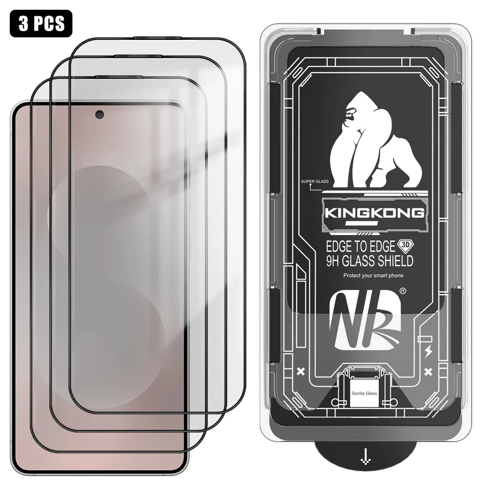 For Samsung Galaxy S26 Ultra 3Pcs Full Screen Protector HD Clear 3D Arc Edge High Aluminium-silicon Glass Film with Dust-Free Installation Tool - Transparent - 1
