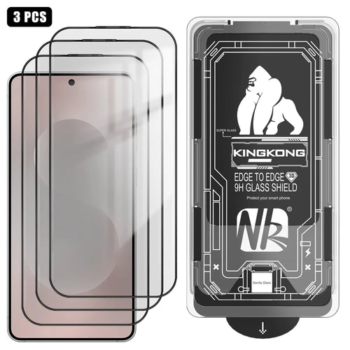 For Samsung Galaxy S26 Ultra 3Pcs Full Screen Protector HD Clear 3D Arc Edge High Aluminium-silicon Glass Film with Dust-Free Installation Tool - Transparent - 1