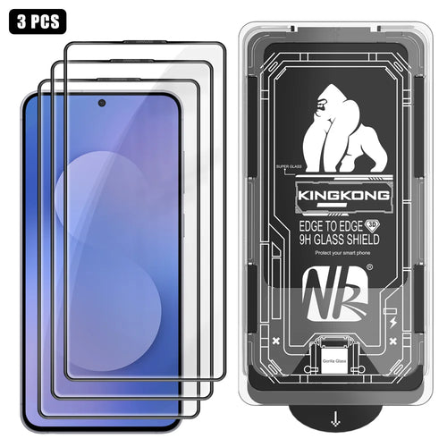 For Samsung Galaxy S25 FE 3Pcs Full Screen Protector HD Clear 3D Arc Edge High Aluminium-silicon Glass Film with Dust-Free Installation Tool - Transparent - 1