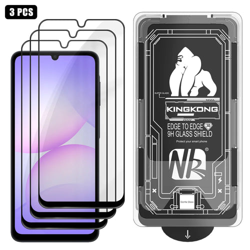 For Samsung Galaxy A08 5G / A08 4G / A07 5G / A07 4G 3Pcs Full Screen Protector HD Clear 3D Arc Edge High Aluminium-silicon Glass Film with Dust-Free Installation Tool - Transparent - 1