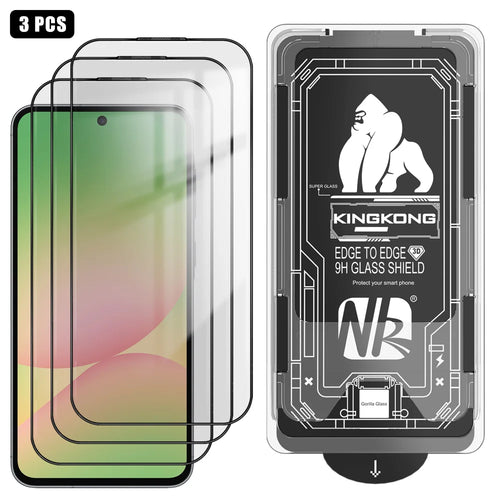 For Samsung Galaxy A56 5G 3Pcs Full Screen Protector HD Clear 3D Arc Edge High Aluminium-silicon Glass Film with Dust-Free Installation Tool - Transparent - 1