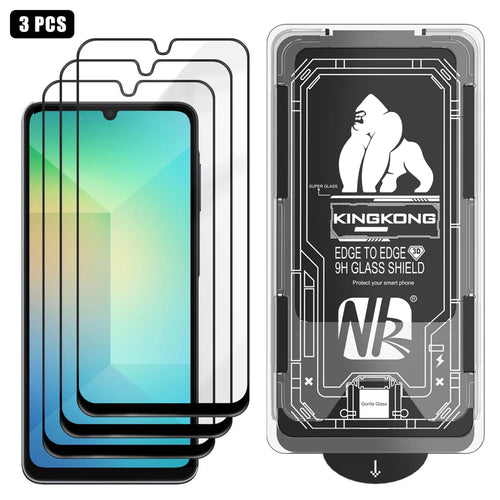 For Samsung Galaxy A06 5G / Galaxy A06 4G 3Pcs Full Screen Protector HD Clear 3D Arc Edge High Aluminium-silicon Glass Film with Dust-Free Installation Tool - Transparent - 1