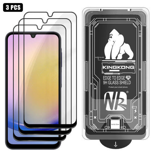 For Samsung Galaxy A25 5G (Global) (161mm) 3Pcs Full Screen Protector HD Clear 3D Arc Edge High Aluminium-silicon Glass Film with Dust-Free Installation Tool - Transparent - 1
