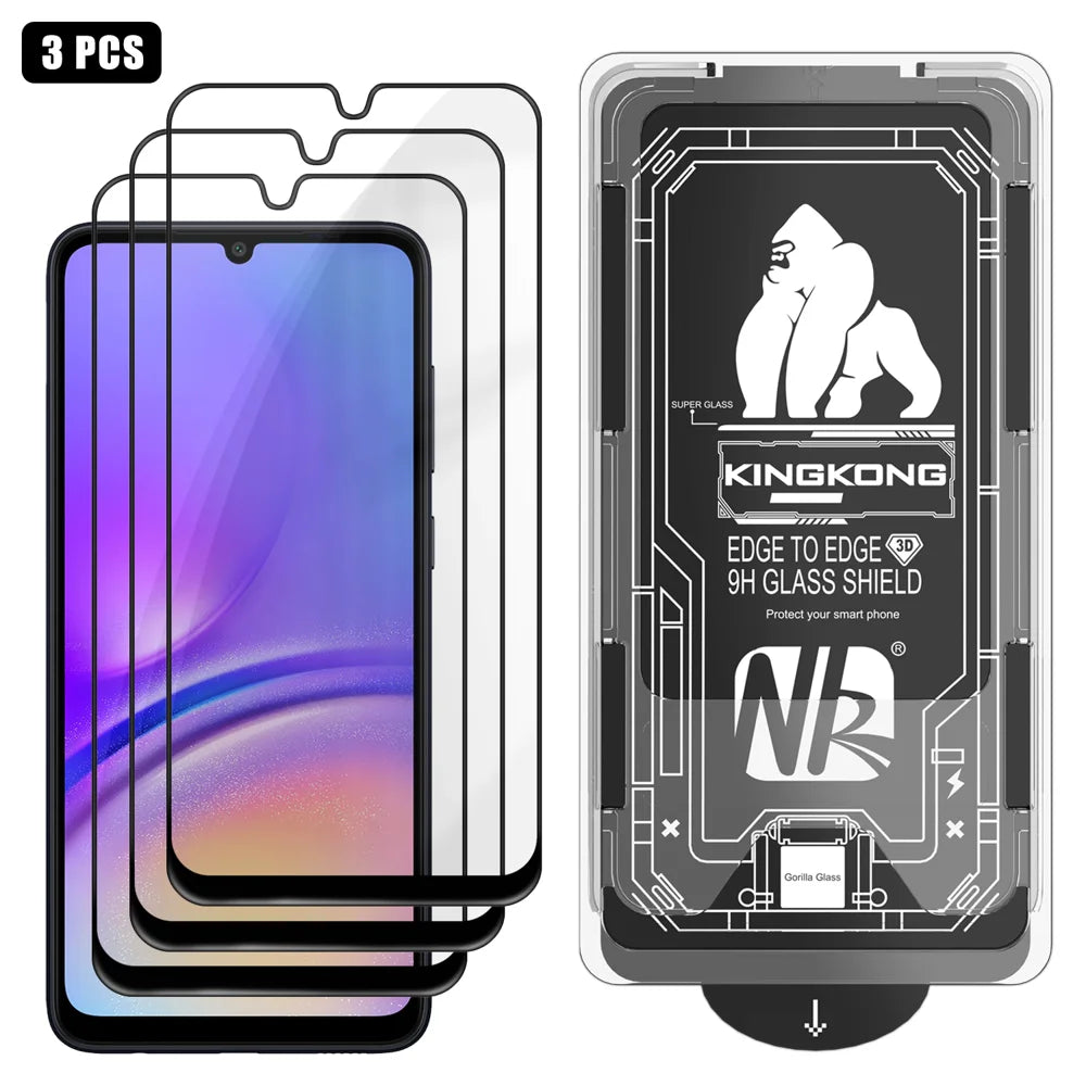 For Samsung Galaxy A05 4G 3Pcs Full Screen Protector HD Clear 3D Arc Edge High Aluminium-silicon Glass Film with Dust-Free Installation Tool - Transparent - 1