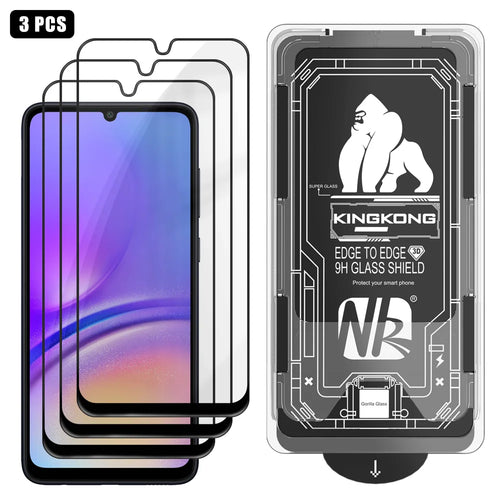 For Samsung Galaxy A05 4G 3Pcs Full Screen Protector HD Clear 3D Arc Edge High Aluminium-silicon Glass Film with Dust-Free Installation Tool - Transparent - 1